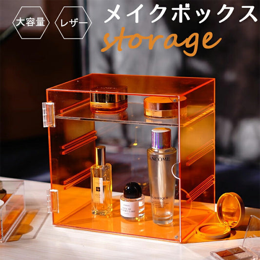 メイクボックス コスメケース 大容量 収納 化粧品 仕切り 高品質 コレクションケース コレクション ボックス クリアケース 透明展示ケース 扉付き 完成品 透 storage-038