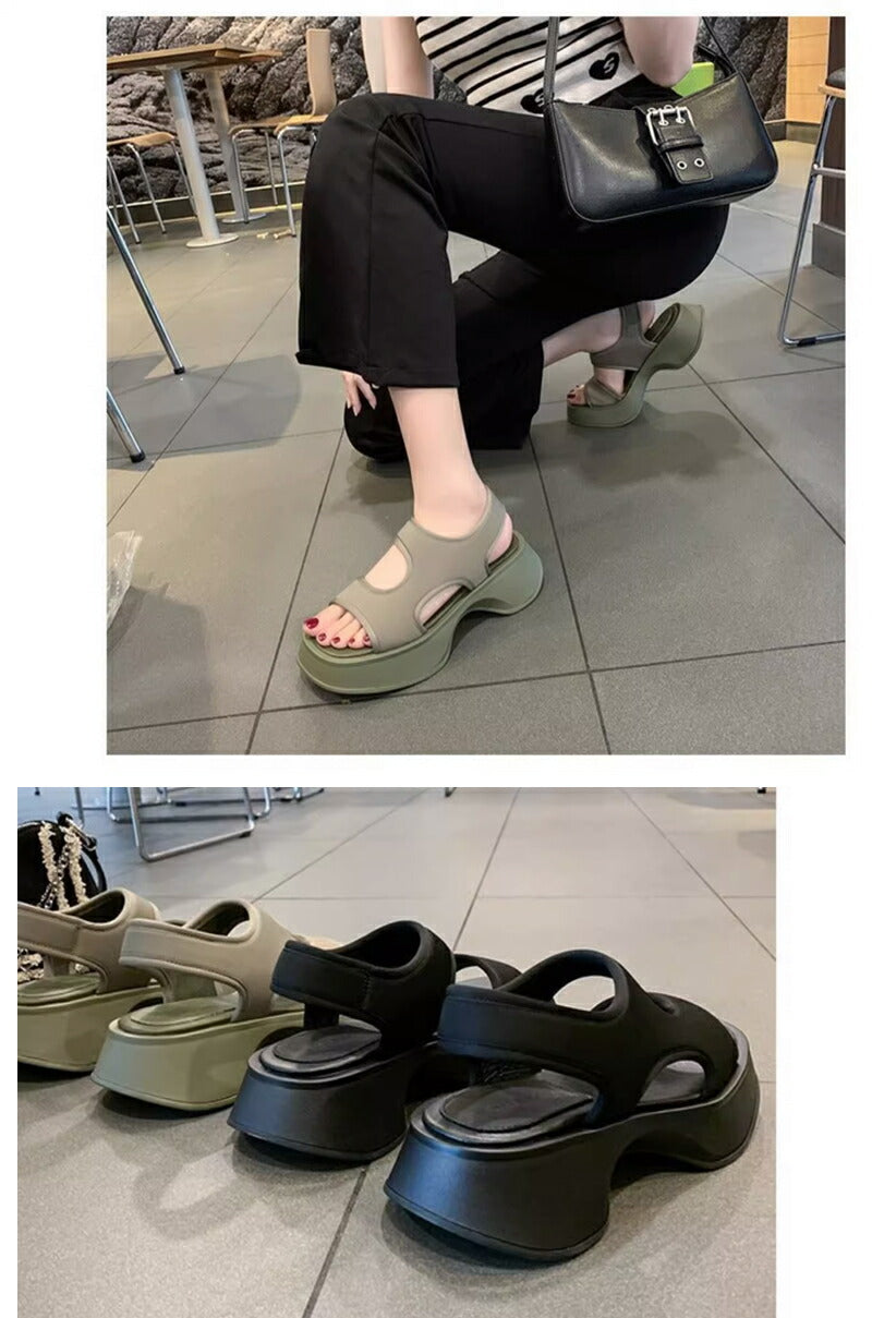 レディース スポーツサンダル 厚底 コンフォートサンダル 軽量 歩きやすい おしゃれ インスタ大人気のダッドシューズ風サンダル ビーチ アウトドア 通勤 通学にsandals-006
