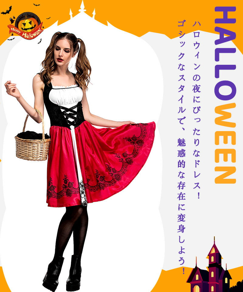 【ハロウィン 赤ずきん コスプレ】レディース用 ロリータ衣装　 悪魔コスチューム童話 フード マント ケープ コスプレ コスチューム 舞台 演出服 文化祭 宴会wsf001