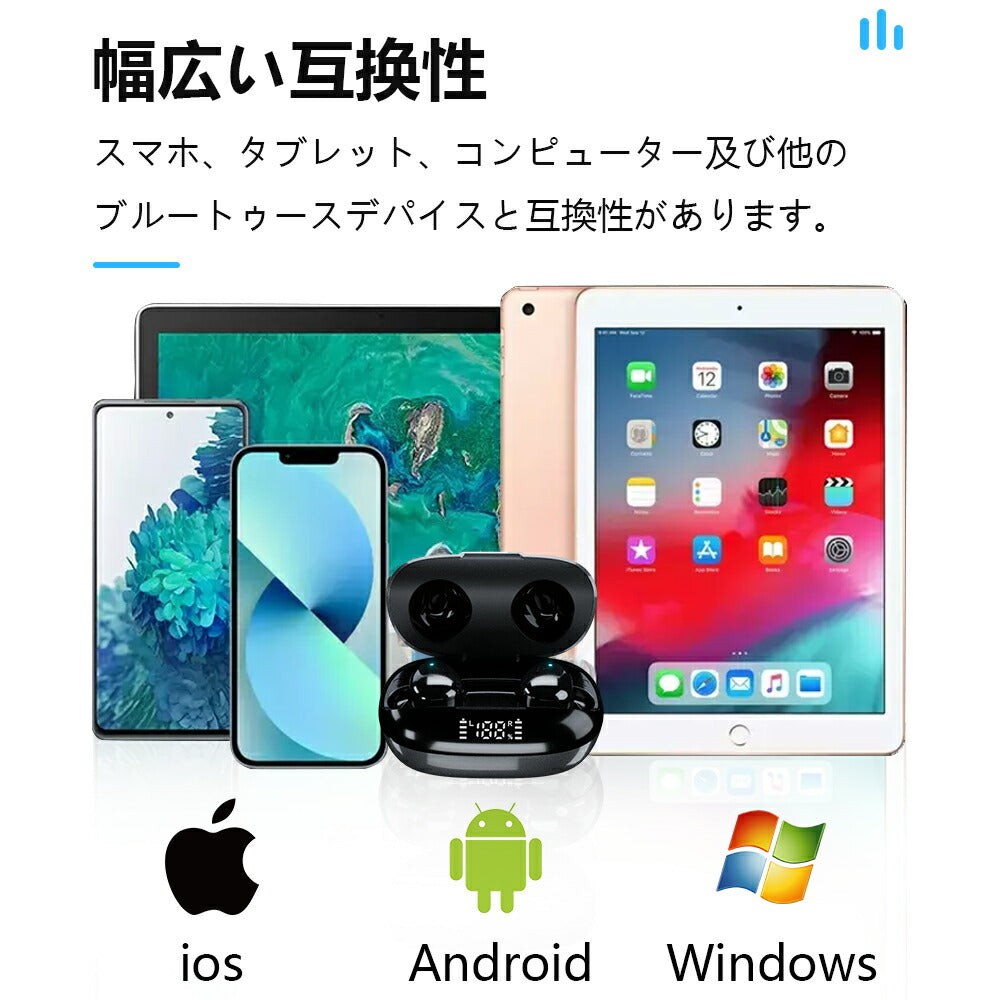 【Bluetooth5.3+EDR 】ワイヤレスイヤホン bluetooth イヤホン 残量表示 AAC対応 日本語音声 Hi-Fi高音質 低遅延 自動ペアリンearphone-001