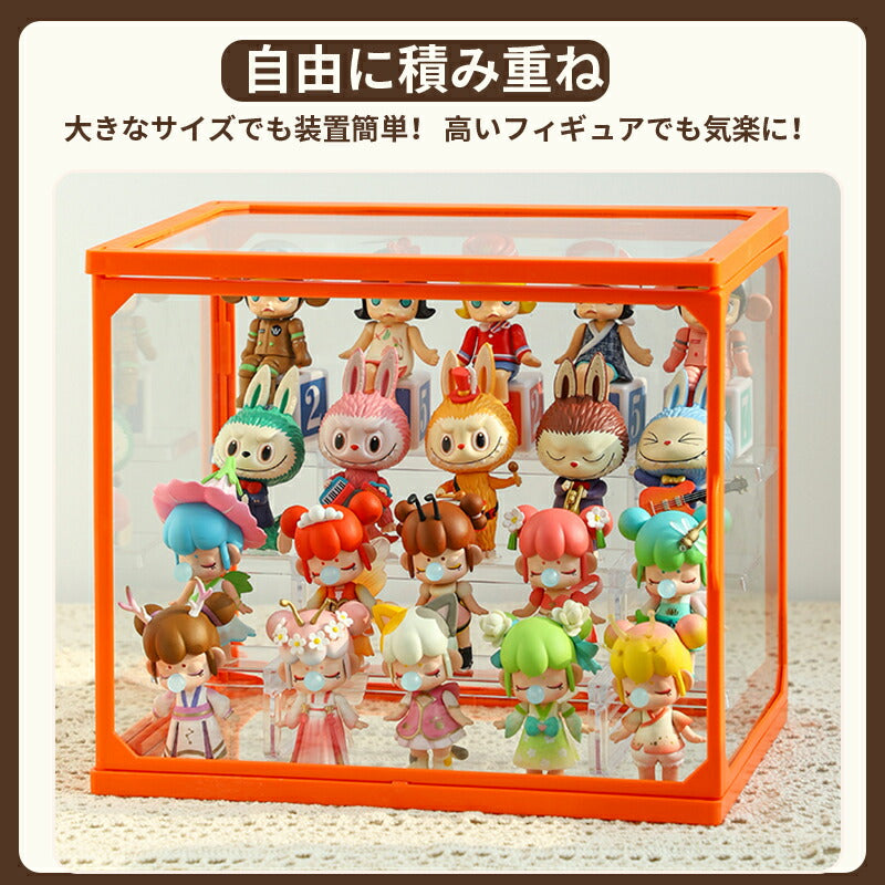 フィギュアケース 収納 高品質 コレクションケース 積み重ね可能 コレクション ボックス クリアケース 透明展示ケース 扉付き 組み立て式 透明 アクリル ケー storage-012