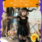 ハロウィン コスプレ 魔女 悪魔　ゴスロリ ハロウィン 仮装 小悪魔 コスチューム キッズ ゾンビ デビル ガール 魔法使い 魔法子ども  ブラック コスプレ衣etwsj0014