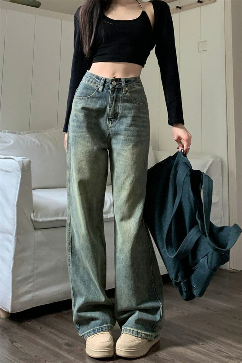 【特典あり】ジーンズ レディース ワイドパンツ デニム ハイウエスト  ディストレス キレイ目 ダメージ 小さいサイズ レディース ボトムス  ジーンズ 美脚 nzk-001