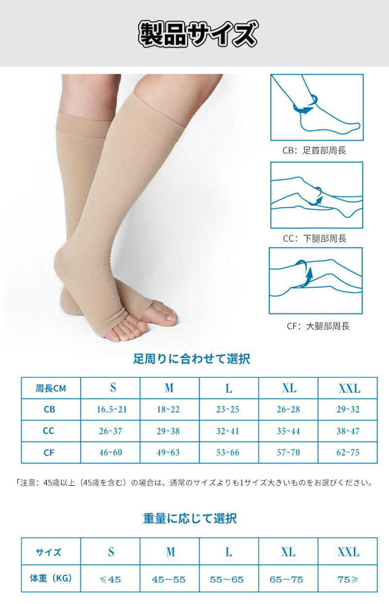 着圧ソックス メンズ 弾性ストッキング 段階圧力設計 加圧 ハイソックス ふくらはぎサポーターオープントゥ むくみ対策 静脈瘤サポート 大きいサイズ 夏用 夜用socks-002