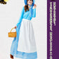 ハロウィン コスプレ アリス コスチューム 衣装 水色 エプロンドレス レディース お姫様 服 コスプレ 仮装  フリーサイズ　リボン カチューシャ ワンピースwsf014