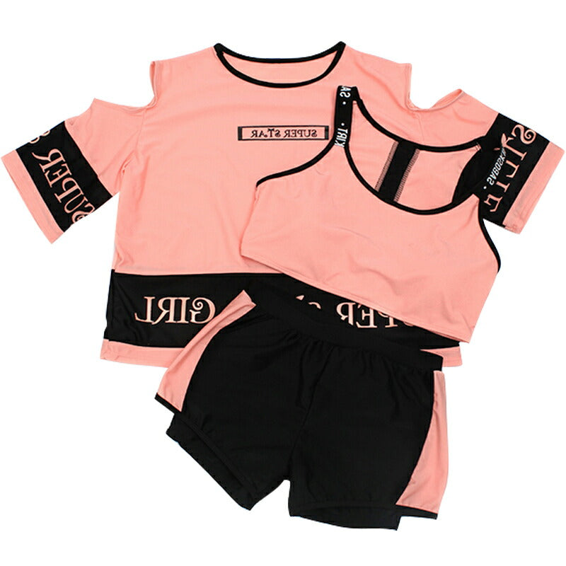 水着 キッズ 女の子 セパレート スイムウェア ラッシュガード 半袖 パンツ スイムスーツ ビーチウェア 水泳 スクール水着 キッズ ジュニア 練 copysku-177