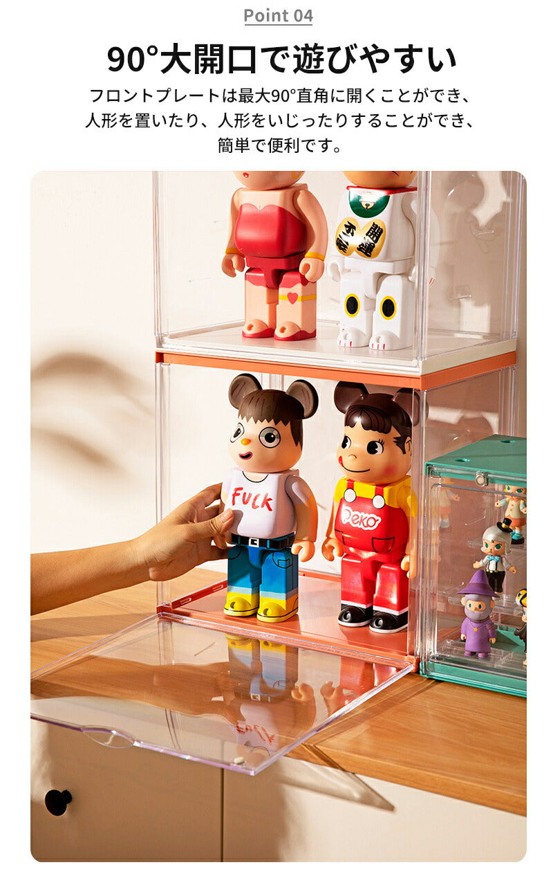 フィギュアケース 組み立て式 収納 ビッグサイズ 展示ボックス 高品質 3段 4段 コレクションケース コレクション ボックス クリアケース 積み重ね可能 扉付 storage-0145
