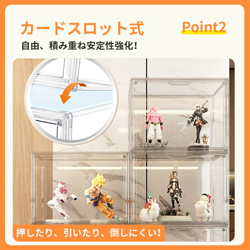 フィギュアケース 収納 高品質 コレクションケース コレクション ボックス クリアケース 透明展示ケース 積み重ね可能 扉付き 組み立て式 透明 アクリル ケー copy-33