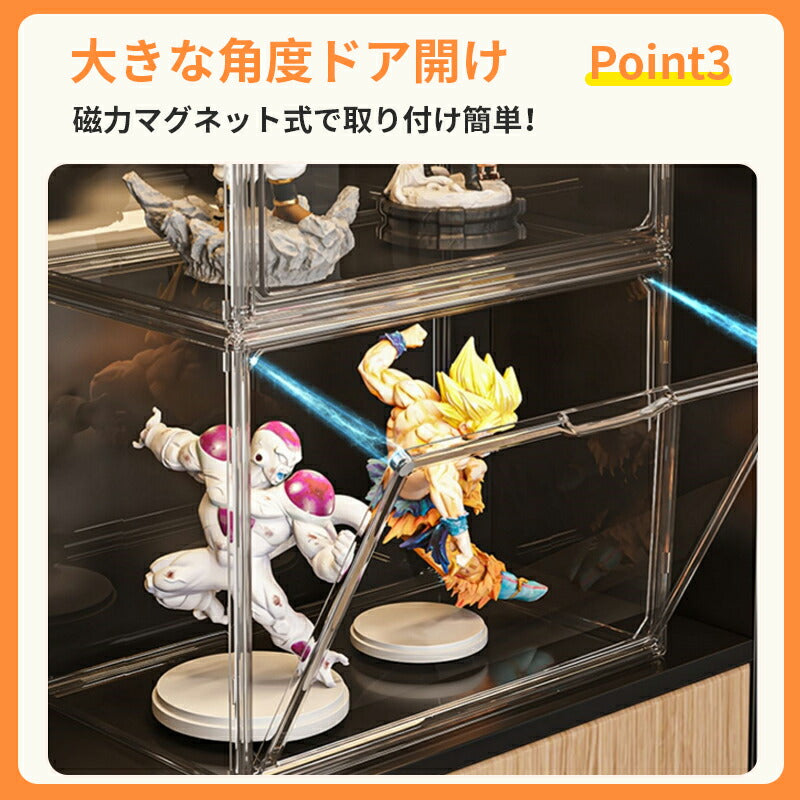 フィギュアケース 収納 高品質 コレクションケース コレクション ボックス クリアケース 透明展示ケース 積み重ね可能 扉付き 組み立て式 透明 アクリル ケー copy-33