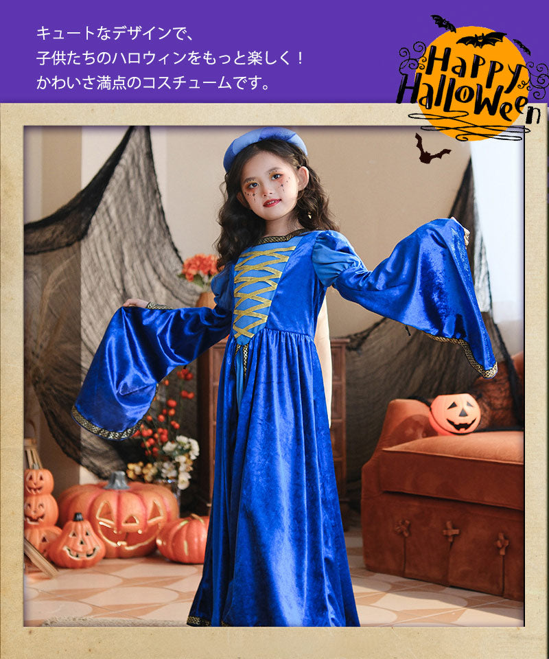 ハロウィン コスプレ 魔女 悪魔　ゴスロリ ハロウィン 仮装 小悪魔 コスチューム キッズ  魔法使い 魔法子ども ハロウィン衣装 ブラック コスプレ衣装 coetwsj0021