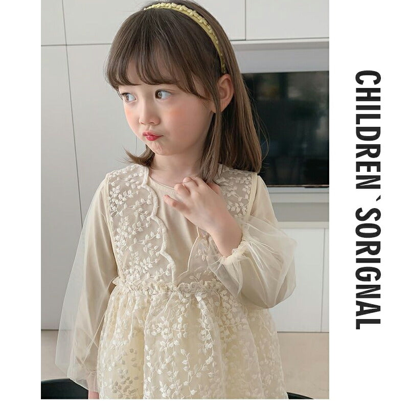 ワンピース 子供 ベビー服 キッズ レースワンピース 膝丈 ベビードレス 長袖 付け襟 女の子 誕生日 結婚式 新生児 かわいいフォーマル キッズ 膝丈 ベビー copysku-165