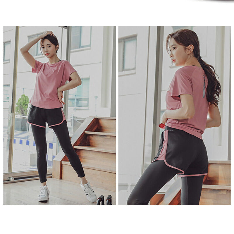 フィットネスウェア レディース ジムウェア 体型カバー 5点セット 大きいサイズ ママ水着 ぽっちゃり ラッシュガード 体型カバー水着 水陸両用 40代/30代 swimsuit-032