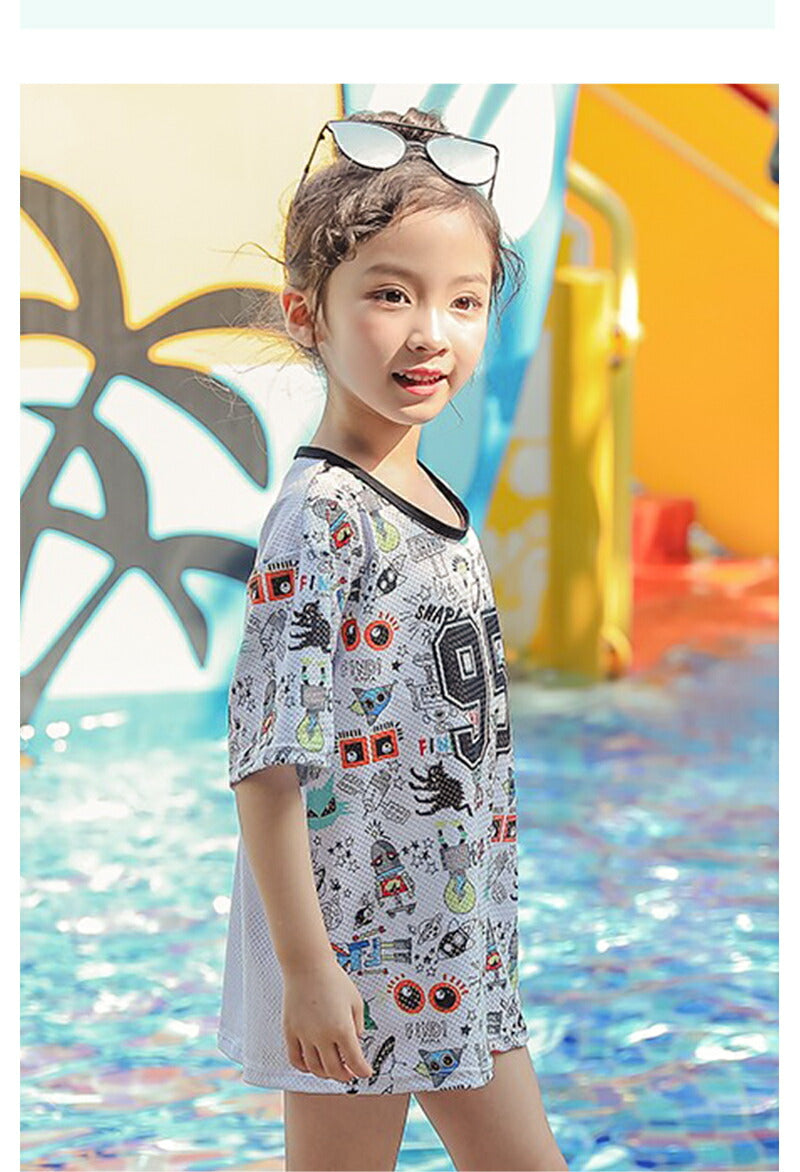 セパレート 子供 水着 女の子 ラッシュガード スクール水着 幼稚園 小学生 中学生 スイミング スクール 海水浴 スイムウェア 水遊び 長袖水着 半袖水着 キ swimsuit-013