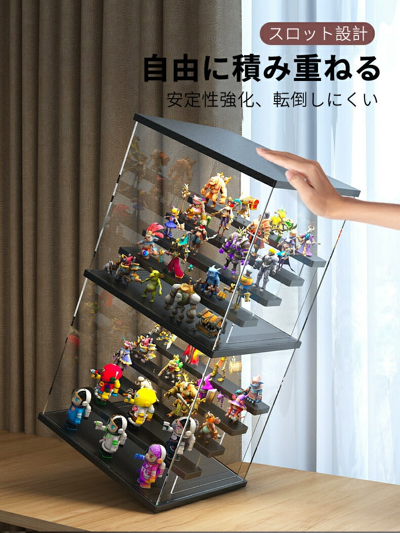 フィギュアケース LEDライト 収納 高品質 コレクションケース コレクション ボックス クリアケース 透明展示ケース 積み重ね可能 扉付き 組み立て式 透明  copy-024