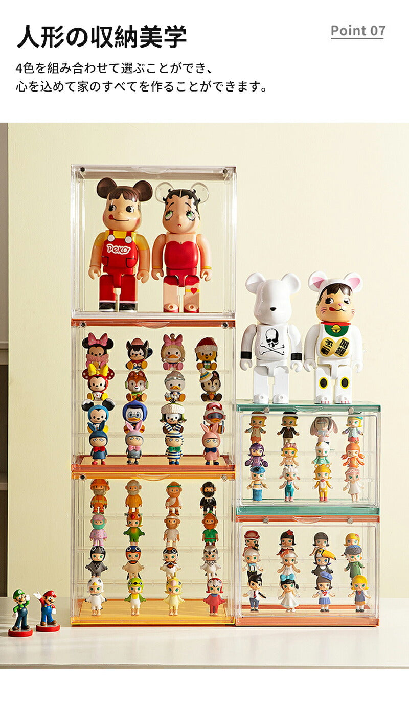 フィギュアケース 組み立て式 収納 ビッグサイズ 展示ボックス 高品質 3段 4段 コレクションケース コレクション ボックス クリアケース 積み重ね可能 扉付 storage-0145