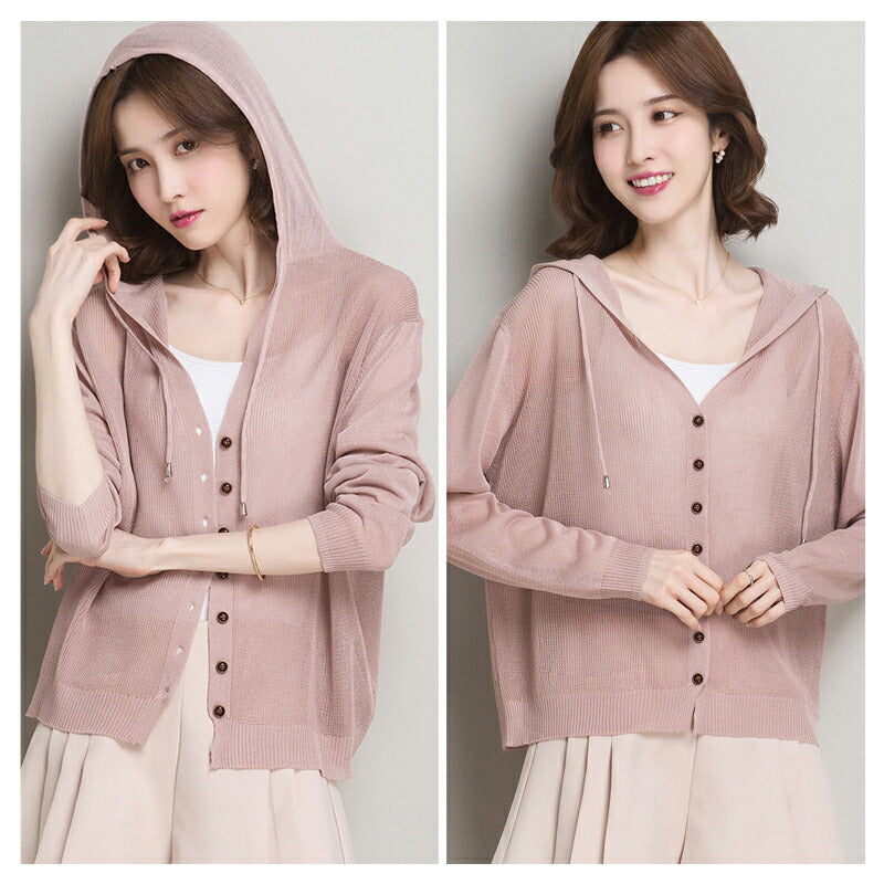 パーカー レディース 薄手 夏 パーカー レディース おしゃれ ロング丈 UVカット 紫外線対策 冷房対策 前開き ボタン ストライプ 春 夏 大き uvpaka-012