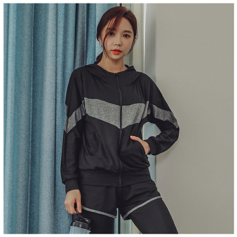 フィットネスウェア レディース ジムウェア 体型カバー 5点セット 大きいサイズ ママ水着 ぽっちゃり ラッシュガード 体型カバー水着 水陸両用 40代/30代 swimsuit-032-hd