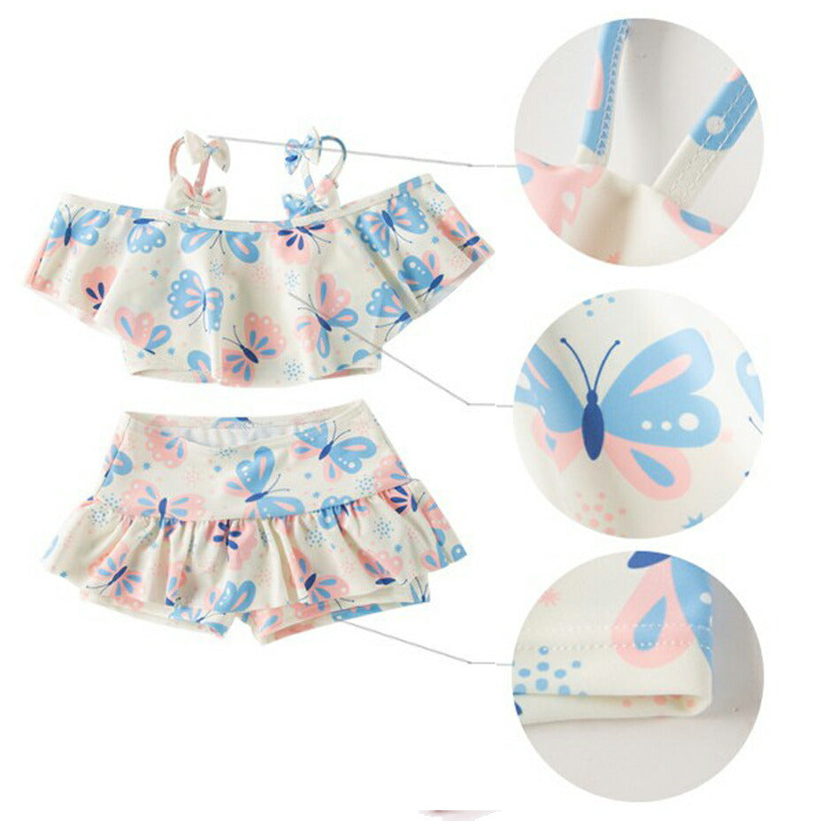 水着 キッズ 女の子 セパレート 夏にぴったり可愛い蝶々柄 送料無料水着　キッズ 水着 女の子 ベビー水着 ワンピース 赤ちゃん ビキニ ジュニア copysku-53