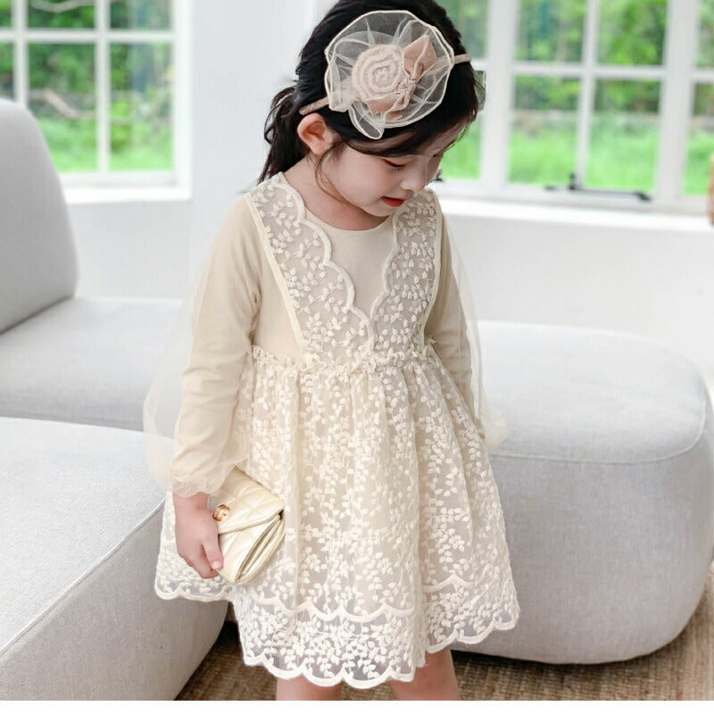 ワンピース 子供 ベビー服 キッズ レースワンピース 膝丈 ベビードレス 長袖 付け襟 女の子 誕生日 結婚式 新生児 かわいいフォーマル キッズ 膝丈 ベビー copysku-165
