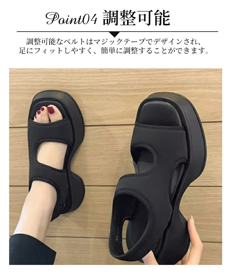 レディース スポーツサンダル 厚底 コンフォートサンダル 軽量 歩きやすい おしゃれ インスタ大人気のダッドシューズ風サンダル ビーチ アウトドア 通勤 通学にsandals-006