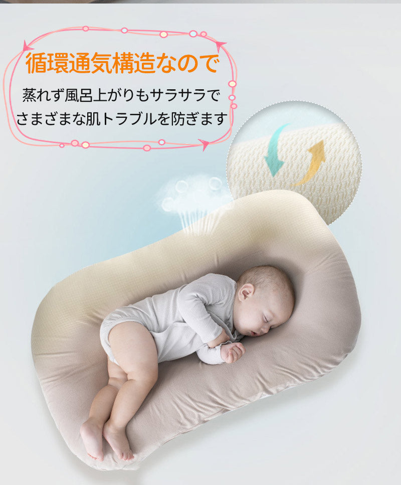 ベッドインベッド ベビーベッド 新生児用 0～12ヶ月 折りたたみ式  軽量 持ち運び便利 添い寝対応 クッション付き 吐き戻し防止 新生児 クーハン 洗濯可 bedinbed-001