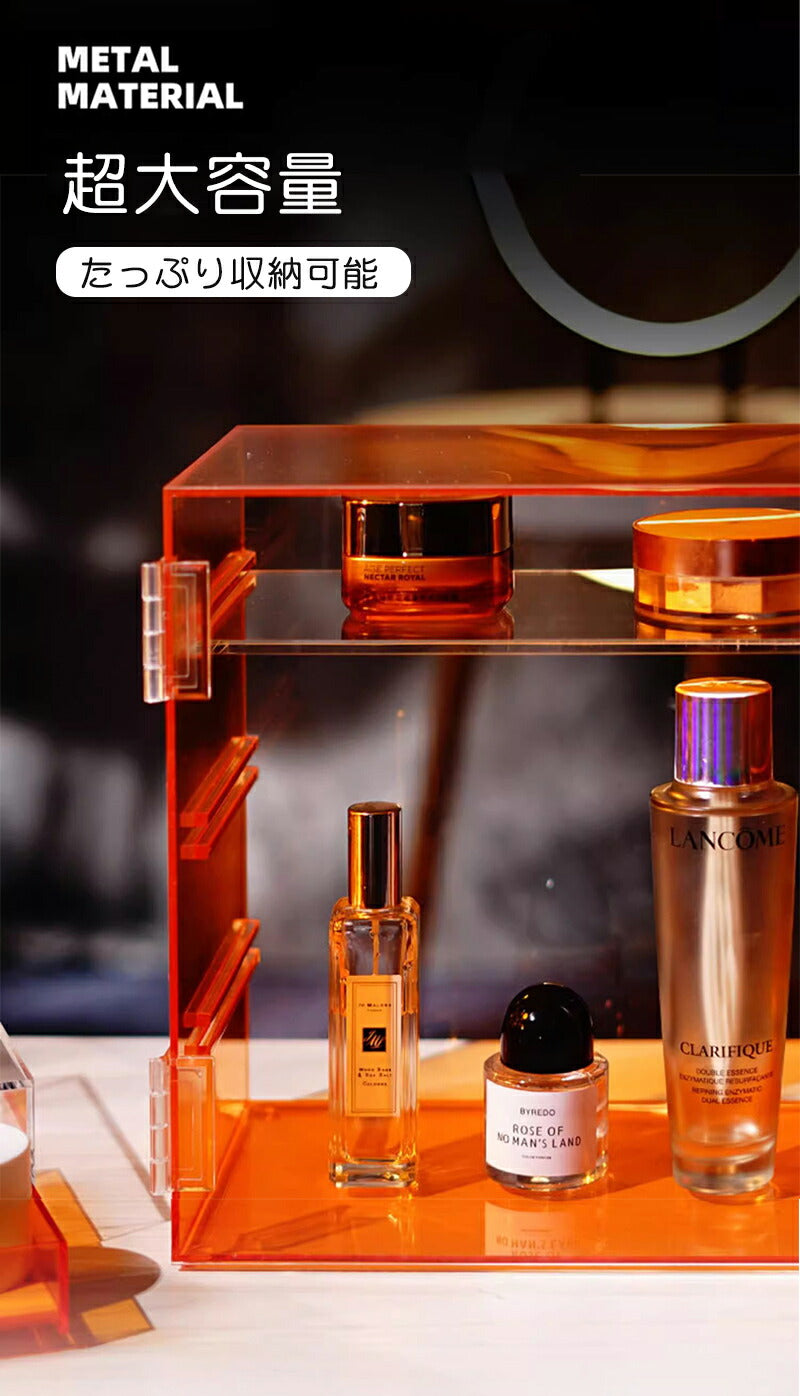 メイクボックス コスメケース 大容量 収納 化粧品 仕切り 高品質 コレクションケース コレクション ボックス クリアケース 透明展示ケース 扉付き 完成品 透 storage-038