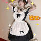 一部即納 メイド服 コスプレ 猫 ネコ耳  かわいい フリル セクシー 赤 ブラック ゆめかわ 大人 レディース バレンタイン エプロン カチューシャ 半袖 ス maid-002