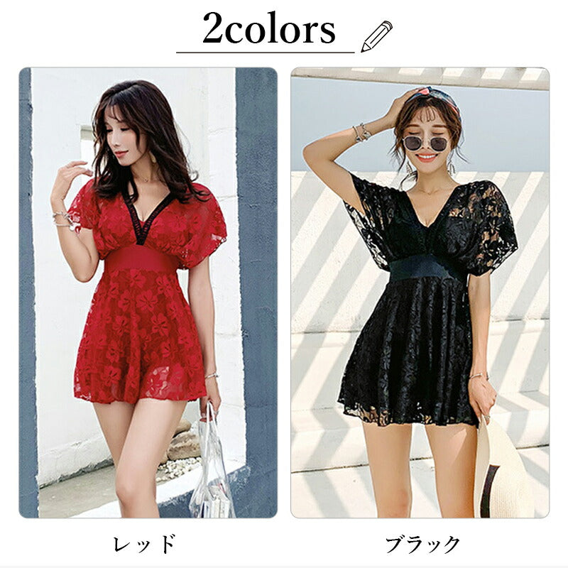 水着 水着 ワンピース レディース 体型カバー水着 大きいサイズ 4L 5L 6L 半袖 ぽっちゃり 20代 30代 40代 50代 ママ水着 ミセス オトナ女 swimsuit-033