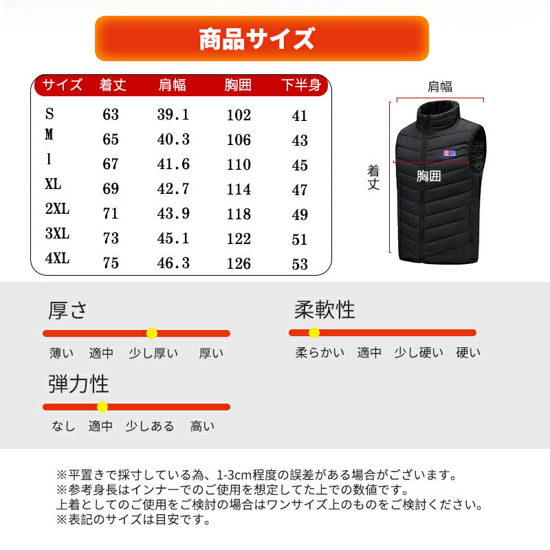 電熱ベス ト11エリア加熱 三段階調節 ヒーターベスト 加熱ベスト 前後独立　防寒 USB給電　薄型　洗濯可能　インナー メンズ　レーディス　男女兼用　電熱ジャ besuto-010