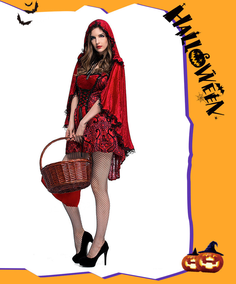 赤ずきん コスチューム 【ハロウィン 赤ずきん コスプレ】 仮装 赤ずきん コスプレ仮装 ハロウインクロース 赤ずきん　マント 女性用 ★Halloween衣装wsf009