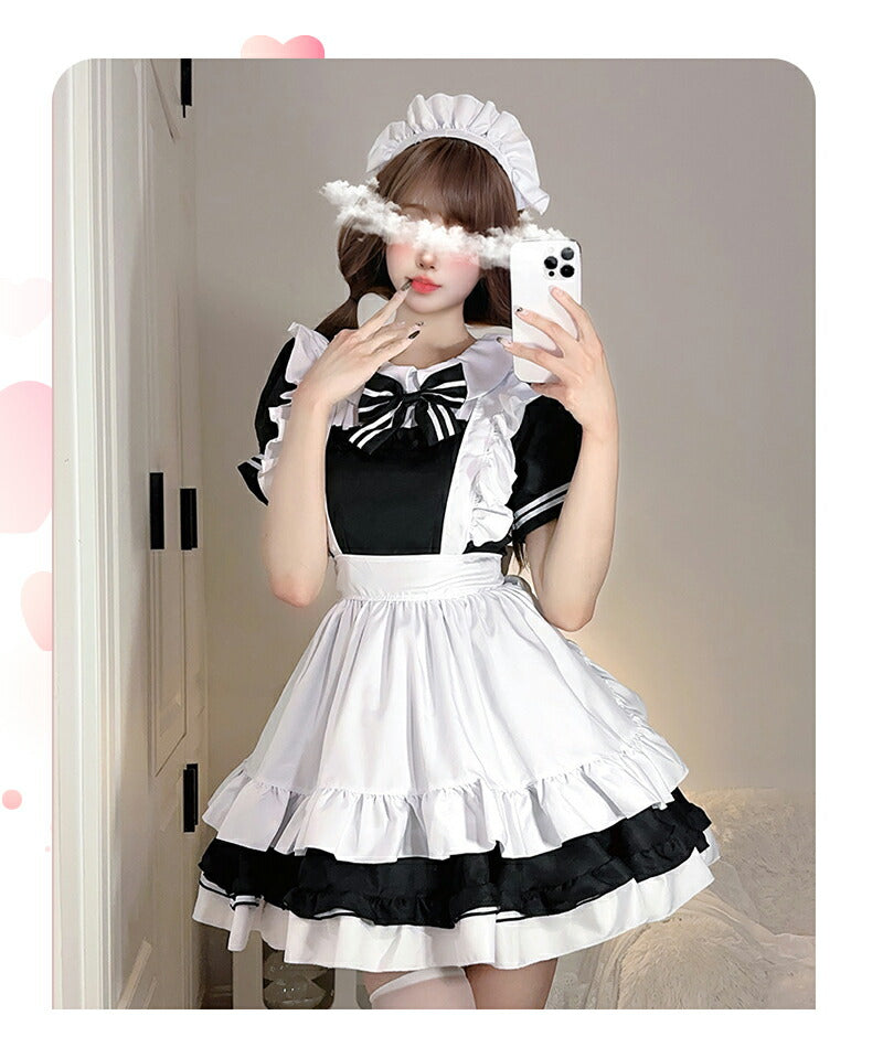 メイド服 ハロウィン コスプレ メイド 可愛い 女の子 セクシー カップル ロリータ 定番 衣装 レディース エプロン ドレス アリス風仮装 男ウケ 大きいサイmaid-005