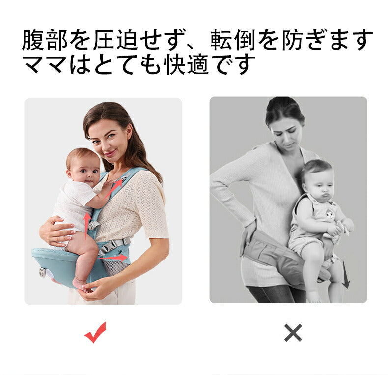 ヒップシート 抱っこ紐 抱っこひも だっこひも おんぶ紐 多機能 新生児 赤ちゃん  パパママ兼用 「カチッとロック」でより安心 肩ひものファスナー サイズ調節dakkohimo-004