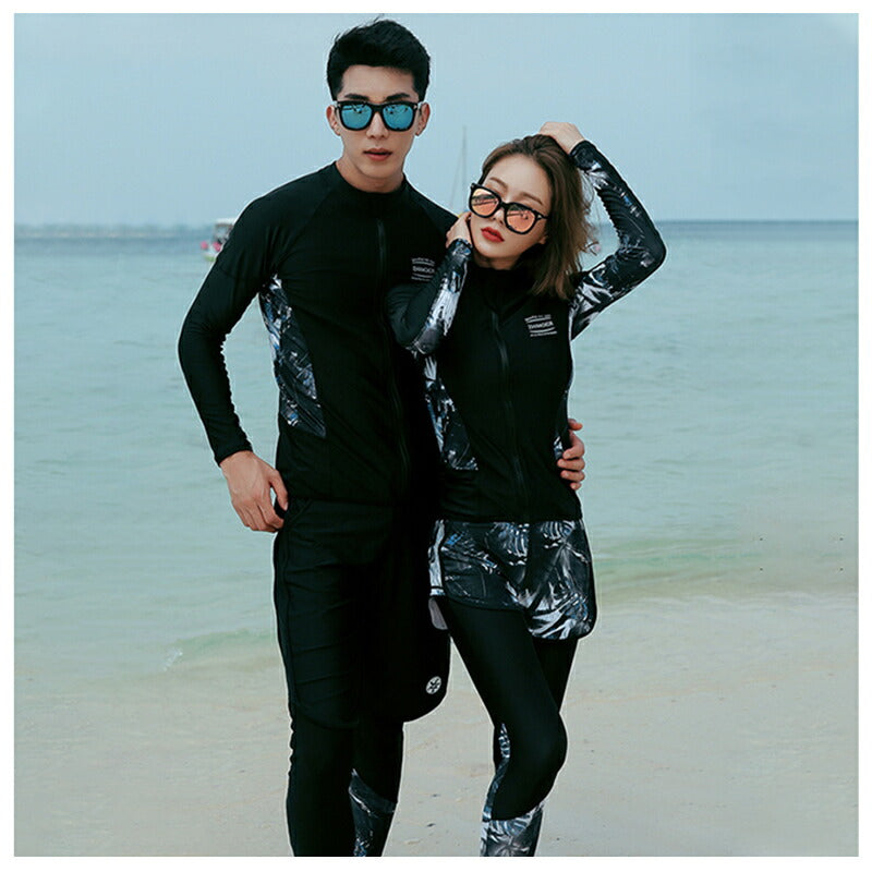 フィットネス水着 水着 レディース ビキニ ラッシュガード ショートパンツ レギンス 上下5点セット ノンワイヤー パット入り パンツ 体型カバー 長袖 メンズ copysku-187