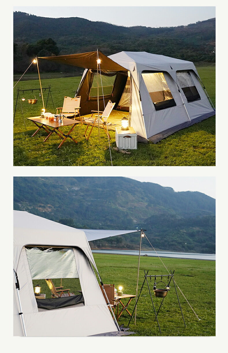 ワンタッチテント ツールーム　大型 5-8人用 テント ワンタッチ 宿泊可 キャノピー おしゃれ ドームテント 折りたたみ 軽量 防水 キャンプ アウトドア ベ tento-09