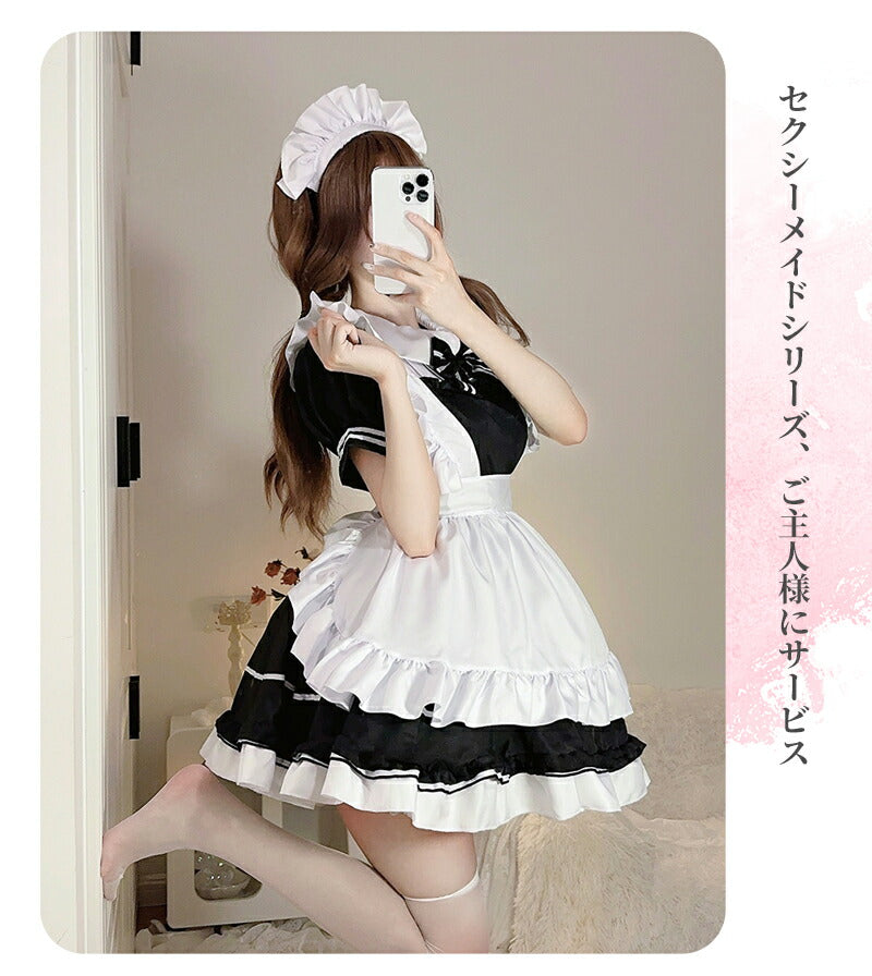 メイド服 ハロウィン コスプレ メイド 可愛い 女の子 セクシー カップル ロリータ 定番 衣装 レディース エプロン ドレス アリス風仮装 男ウケ 大きいサイmaid-005