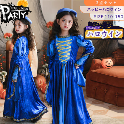 ハロウィン コスプレ 魔女 悪魔　ゴスロリ ハロウィン 仮装 小悪魔 コスチューム キッズ  魔法使い 魔法子ども ハロウィン衣装 ブラック コスプレ衣装 coetwsj0021