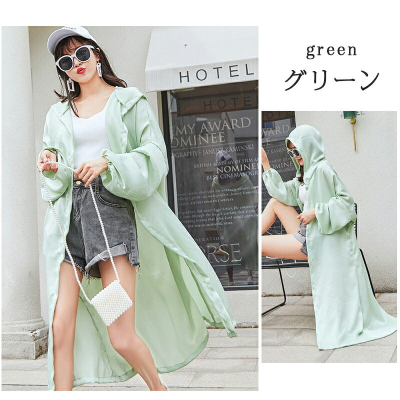 UVパーカー UVカット パーカー 涼しい UVカットロングパーカー M L LL レディース パーカー ロング ジッパー 指穴 レディース 大きめ 大きいサイ uvpaka-010