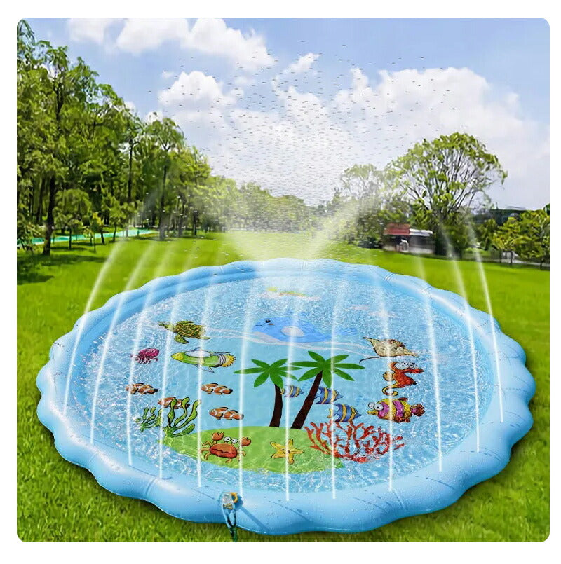 噴水 プール 噴水マット 夏休み 水遊び 家庭用 キッズ 子ども 犬 暑さ対策 コンパクト 自宅 庭 2歳 スプラッシュプール プレイマット シャワー ビニール copysku-011