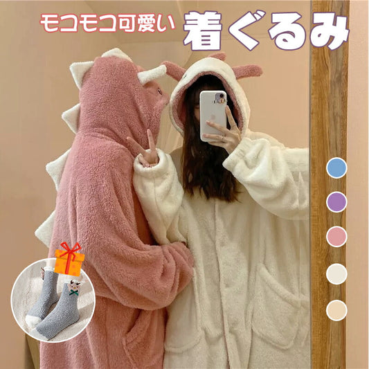 着ぐるみ パジャマ 恐竜 パジャマ レディース 冬 秋冬 ルームウェア モコモコ パジャマ ワンピース パジャマ 着ぐるみ パジャマ レディース 大人用  ワン item-240305