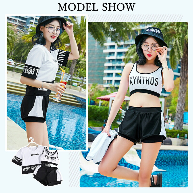 【送料無料即納】水着 中学生 水着 体型カバー 中学生 高校生 3点セット スポーティー 学生 韓国 プール 女の子 10代 20代 30代 海 可愛い おしゃ yy1001