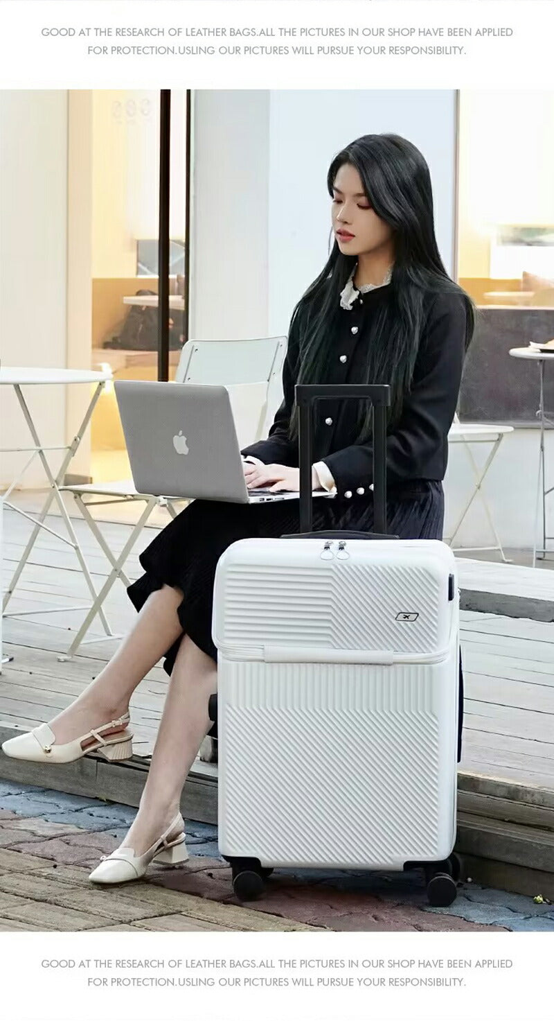 スーツケース フロントオープン 機内持ち込み Sサイズ ファスナータイプ USBポート付き キャリーケース 軽量 トップオープン 前開き キャリーバッグ ビジネ item-009