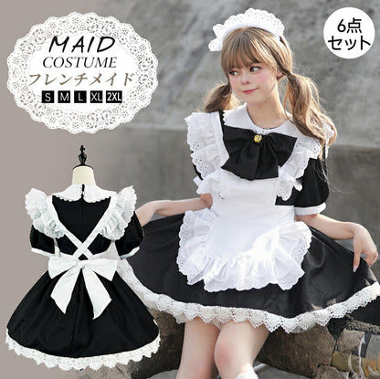 メイド服 ハロウィン コスプレ メイド 可愛い 女の子 セクシー カップル ロリータ 定番 衣装 レディース エプロン ドレス アリス風仮装 男ウケ 大きいサイmaid-006