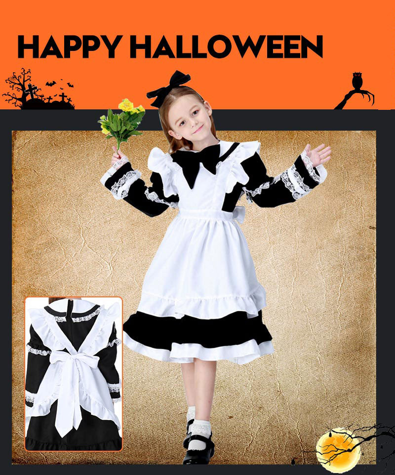 【ハロウイン コスチューム】コスプレ メイド服　女の子 ダンス パーティーハロウィン　キッズドレス ハロウイン　コスプレ メイド服 コスプレ 衣装 コスチュームetwsj0003