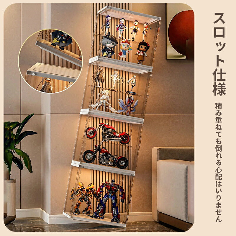 【&安心3ヶ月保証】フィギュアケース 収納 高品質 背面ミラー コレクションケース コレクションボックス クリアケース 透明展示ケース 積み重ね可能 扉 storage-001
