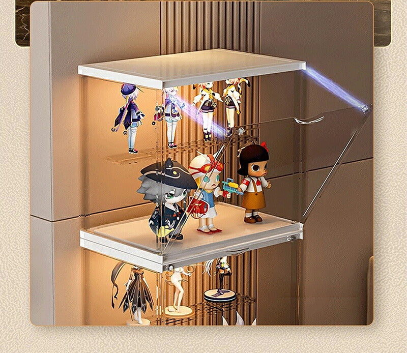 【&安心3ヶ月保証】フィギュアケース 収納 高品質 背面ミラー コレクションケース コレクションボックス クリアケース 透明展示ケース 積み重ね可能 扉 storage-001