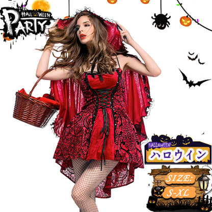 赤ずきん コスチューム 【ハロウィン 赤ずきん コスプレ】 仮装 赤ずきん コスプレ仮装 ハロウインクロース 赤ずきん　マント 女性用 ★Halloween衣装wsf009