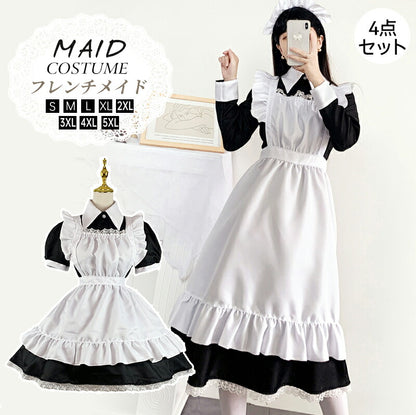 メイド服 ハロウィン コスプレ 半袖 長袖 メイド 可愛い 女の子 セクシー カップル ロリータ 定番 衣装 レディース エプロン ドレス アリス風仮装 男ウケmaid-007