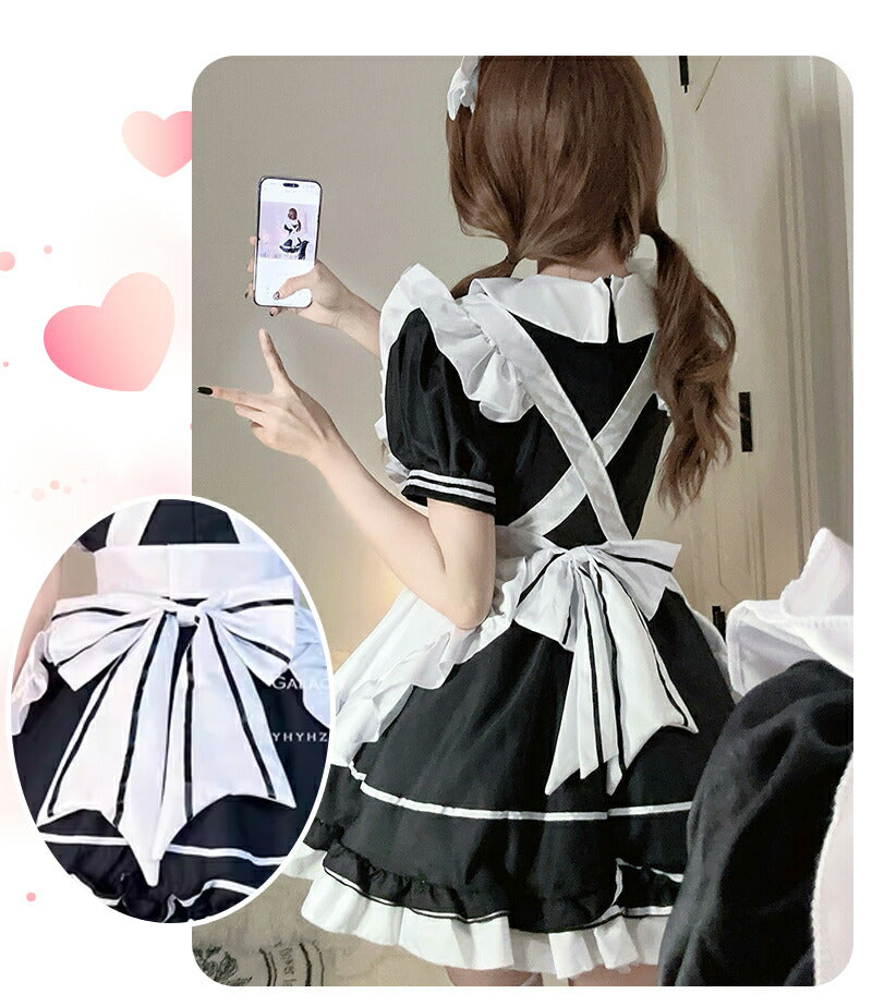 メイド服 ハロウィン コスプレ メイド 可愛い 女の子 セクシー カップル ロリータ 定番 衣装 レディース エプロン ドレス アリス風仮装 男ウケ 大きいサイmaid-005