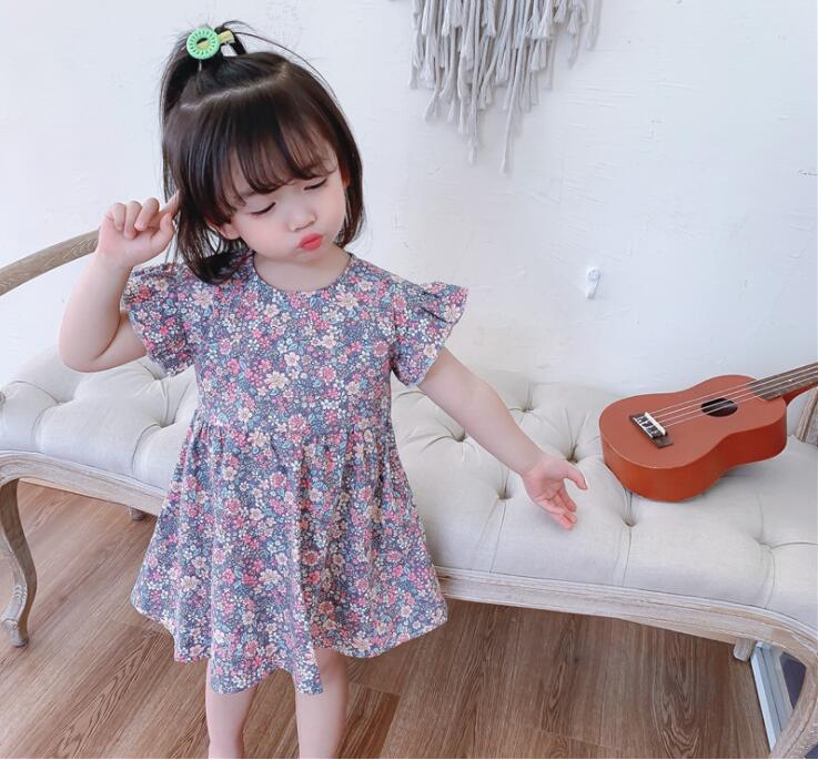 子供服 キッズ ワンピース 女の子 全4色 パープル グリーン 全6サイズ 80 90 100 110 120 130 春夏 キレイメ 新作 フラワー 小花柄 child-skirt-0001