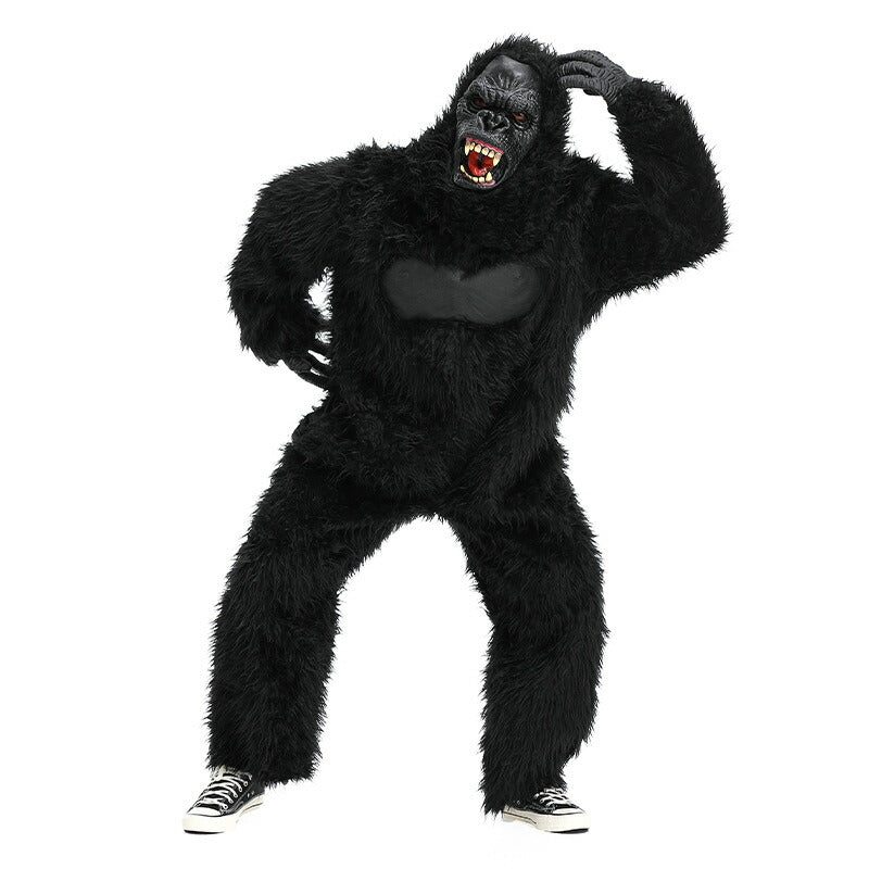 Gorilla ゴリラ 着ぐるみ コスプレ 大人用 動物 アニマル リアル  ハロウィン コスプレ ゴリラ 親子ペア 仮装 変装 アニマルマスク＋スーツセット wsjlty001